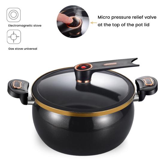 Nonstick Ceramic Coated Soup Pot with Lid 8L Micro Pressure Cooker Heavy Metal-free Cooking Pot for Stovetops