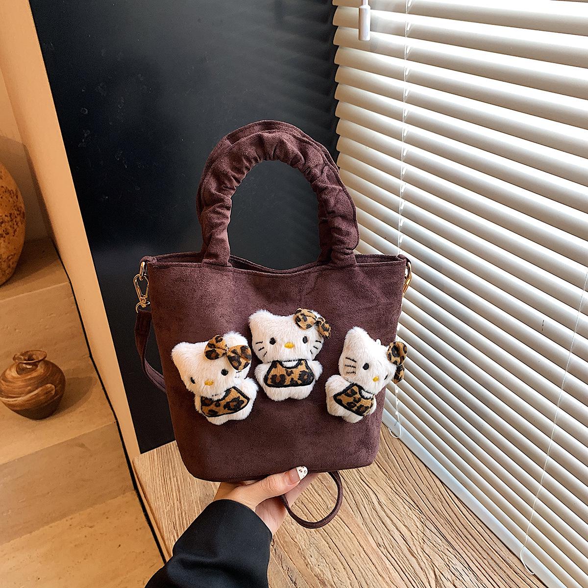 

Мультяшная плюшевая кукла с леопардовым принтом, сумка через плечо - Коллекция Осень-Зима 26*14*19cm кофейный