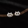 INS Retro Stainless Steel Fish Bone Cat Earrings - Halloween Cartoon Style