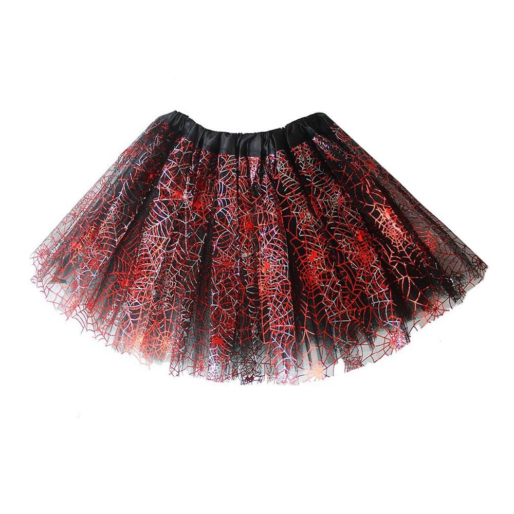 Fashion With Lining Halloween Spider Skirt Fluffy Tulle Mesh Tutu Skirt Cosplay Props Stretchy Waist Halloween Skirts Halloween
