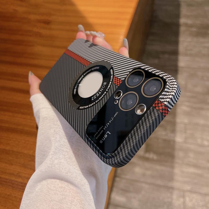 

Стеклянная крышка большой оконной камеры для iPhone 14 13 12 ProMax 11 Матовый магнитный чехол для ПК из углеродного волокна