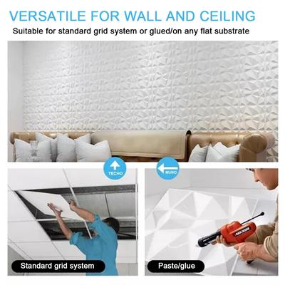 12 Stück 3D-Wandpaneele, dekorative PVC-Wandpaneele mit Rautenstruktur, 30,5 x 30,5 cm, mit 1 Rolle doppelseitig