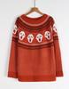 Women's Halloween Skull Jacquard Sweater: Autumn/Winter European & American Style, Round Neck, Long Sleeve Knitwear