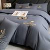 Light Luxury Polished Bedding Four-piece Set Thickened Solid Color Bed Sheet Quilt Cover Pillowcase