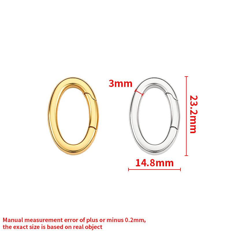 18k Gold Plated Stainless Steel Oval Spring Ring Clasp Push Gate Ring Connector Waterproof Accessories for DIY Jewelry Making