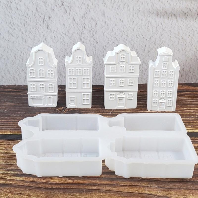Food Safe Silicone House Molds for Home Decors Party Crafts Candle Soap Making Reusable Family Friendly Activity Set
