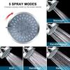 Luxury 5-Setting Rainfall Shower Head High Pressure Fixed Even At Low Water Flow Hot Sales Brass Bathroom Faucet Accessories