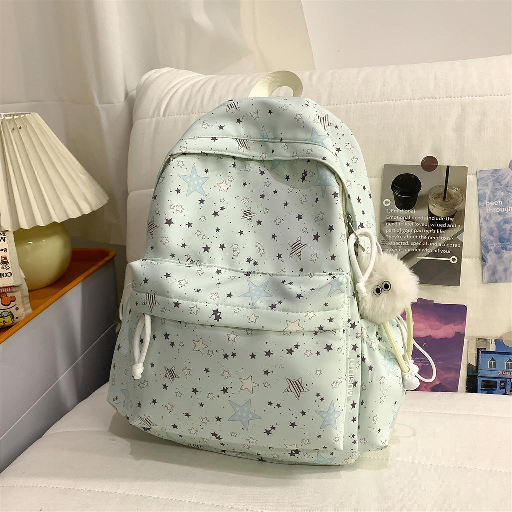 Schoolbag New High-value Star Schoolbag, Lightweight Casual Backpack for Junior and High School Students, Large Capacity, Small Fresh Backpack.