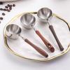 Measuring Spoon with Wood Handle, Stainless Steel Baking Scoop, Coffee Bean Milk Powder Teaspoon for Sugar Spice, Kitchen Gadget