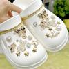 24PCS Luxury Design Shoe Charms Set Accessories for Clogs Shoe Buckle Gold Plated Bear Rhinestone Bow Chain DIY Shoes Decoration