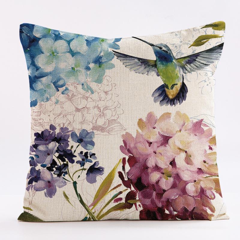New Flower-and-bird Tropical Plant Waterproof Pillowcase, Printed Sofa Cushion, Detachable and Washable Pillow 45x45cm (Pillow Insert Not Included)