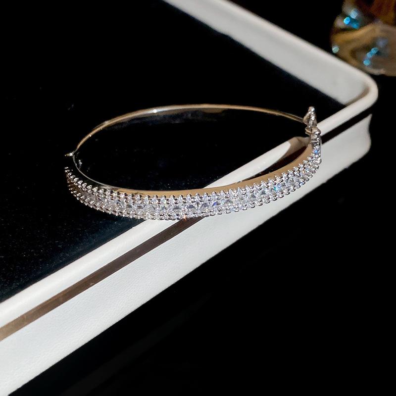 Elegant Zircon Cuff Bracelet Gold Plated Copper Knot Opening Bangle Minimalist Women's Wedding Party Jewelry
