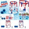 Aufblasbares Wasser-Basketballkorb-Set mit Pumpe und zwei Bällen Geeignet für Pool und Außenbereich Langlebig Leicht Tragbares Design