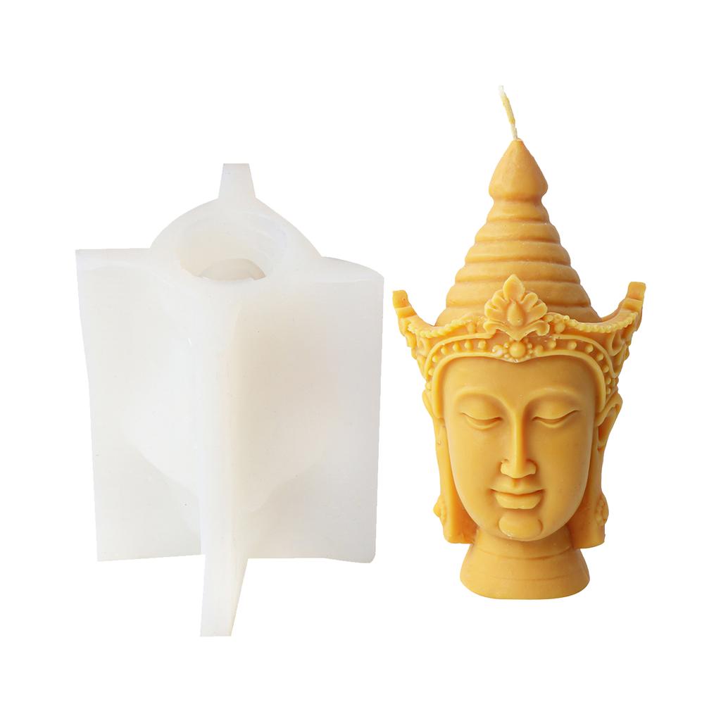 3D Buddha Head Candle Mold Silicone Meditation Buddha Head Shaped Mold Candle Creative Candle Making Silicone Moulds
