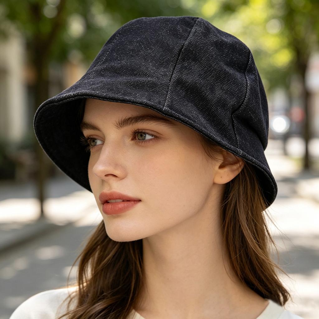 Denim forward hat retro British short brim newsboy hat solid color denim duck tongue beret men's and women's casual painter hat