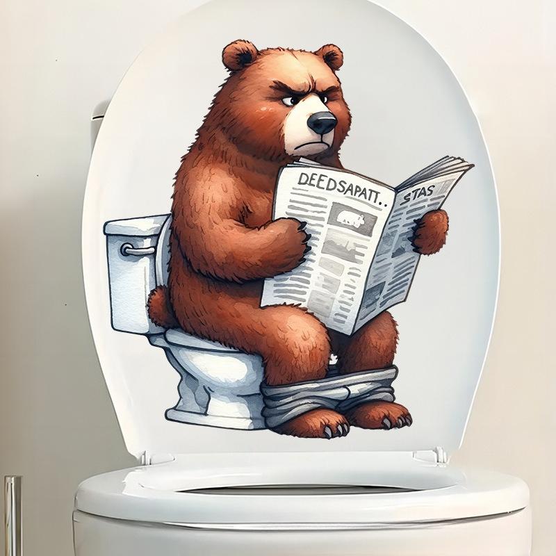 Funny Animal PVC Toilet Seat Stickers Monkey Zebra Giraffe Decals Waterproof Bathroom Wall Door Decor Creative Removable Decals