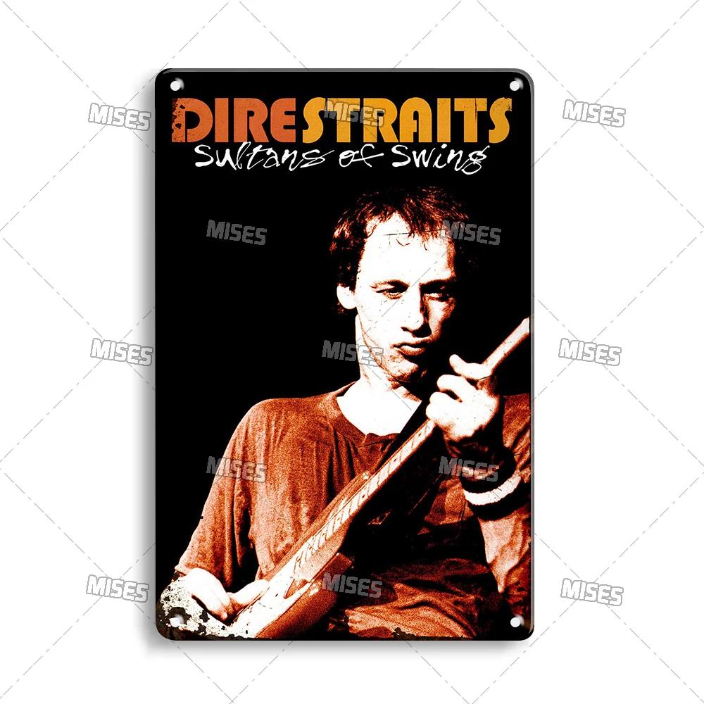 MISES Rock Band Metal Poster DIRE STRAITS Band Decorative Plate Metal Sign Rusty Metal Plaque Home Club Kitchen Metal Tin Sign