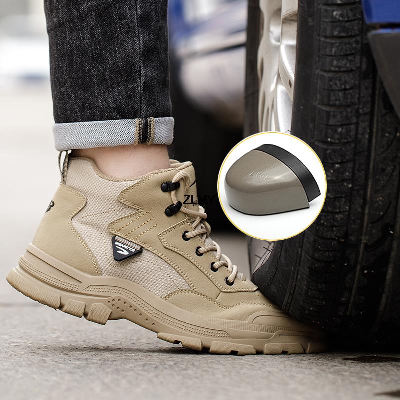Fashion Anti-spark Work Safety Boots Men Steel Toe Work Shoes Puncture Proof Anti-smash Safety Shoes Construction High Top Man Boots New
