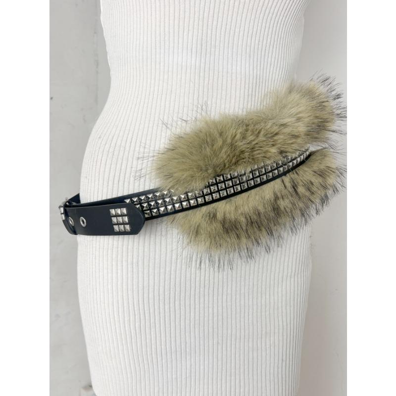 New Rabbit Fur Belt, Fur Belt, European and American Sexy Hot Girl Waist Seal Wide Belt