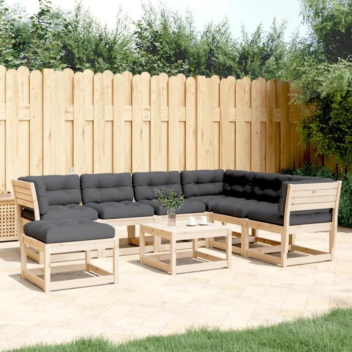VidaXL Salon de Jardin avec Coussins 7 pcs, Canapés de Patio, Ensemble de Meubles, Mobilier de Terrasse Extérieur, Bois de 3216930