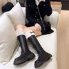Platform Boots Women's Fluffy Snow Boots 2025 Autumn and Winter Bow British Thermal Sleeve Long Boots