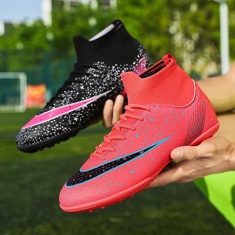 

European Cup Football Shoes Men s High Top Student Game Training Spikes Shredded Nails Sports Football Shoes 46
