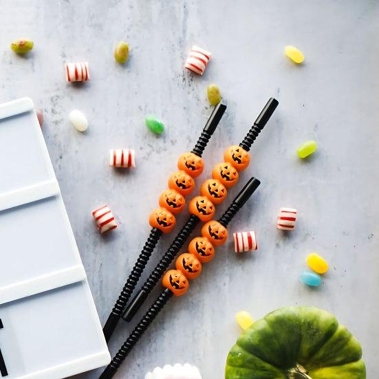 Yousheng Plastic Halloween Straw, Spooky Pumpkin Skull Skeleton Drinking Straw for Halloween Party Favors, Kitchen Table Decor