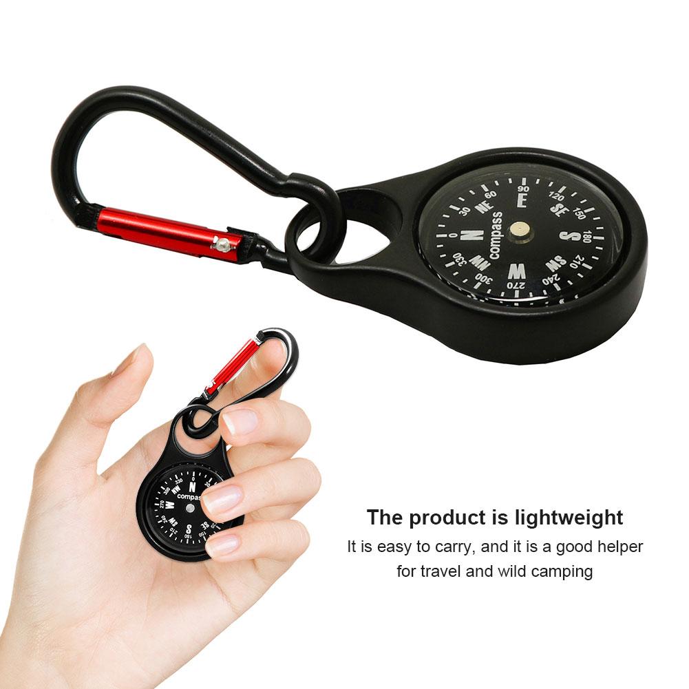 Mini Survival Compass with Carabiner Outdoor Camping Mountaineering Buckle Mini Compass Lightweight Portable Keychain Compass