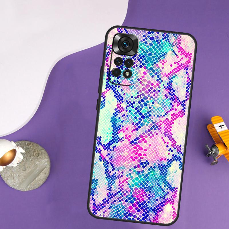 Snake Skin Case For Xiaomi Redmi Note 13 Pro 14 12 9 10 11 Pro 10S 11S 12S Redmi 14C 13C 10C 12C Cover