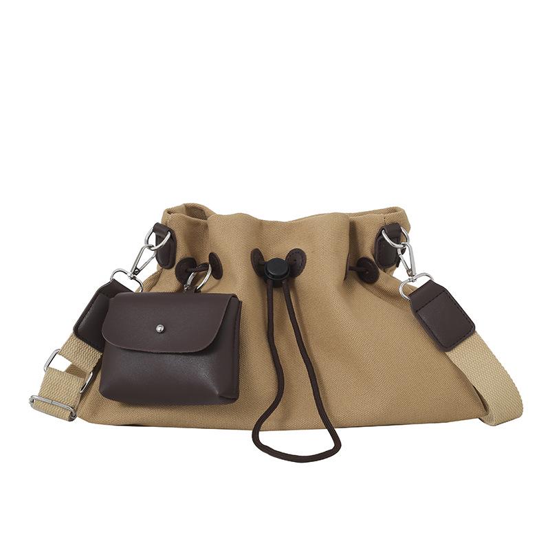 

Трендовая женская холщовая сумка кроссбоди большой вместимости 2026 - Модная сумка-мешок на плечо для通勤 хаки