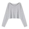2025 New Women's Grey Knit Long Sleeve Loose Slimming Top