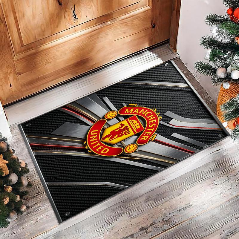 Tappeto in Flanella Stampato Manchester United Antiscivolo Morbido Poliestere Tappeto per Pavimento Tappetino Decorativo per Interni per Camera da Letto Soggiorno Divano