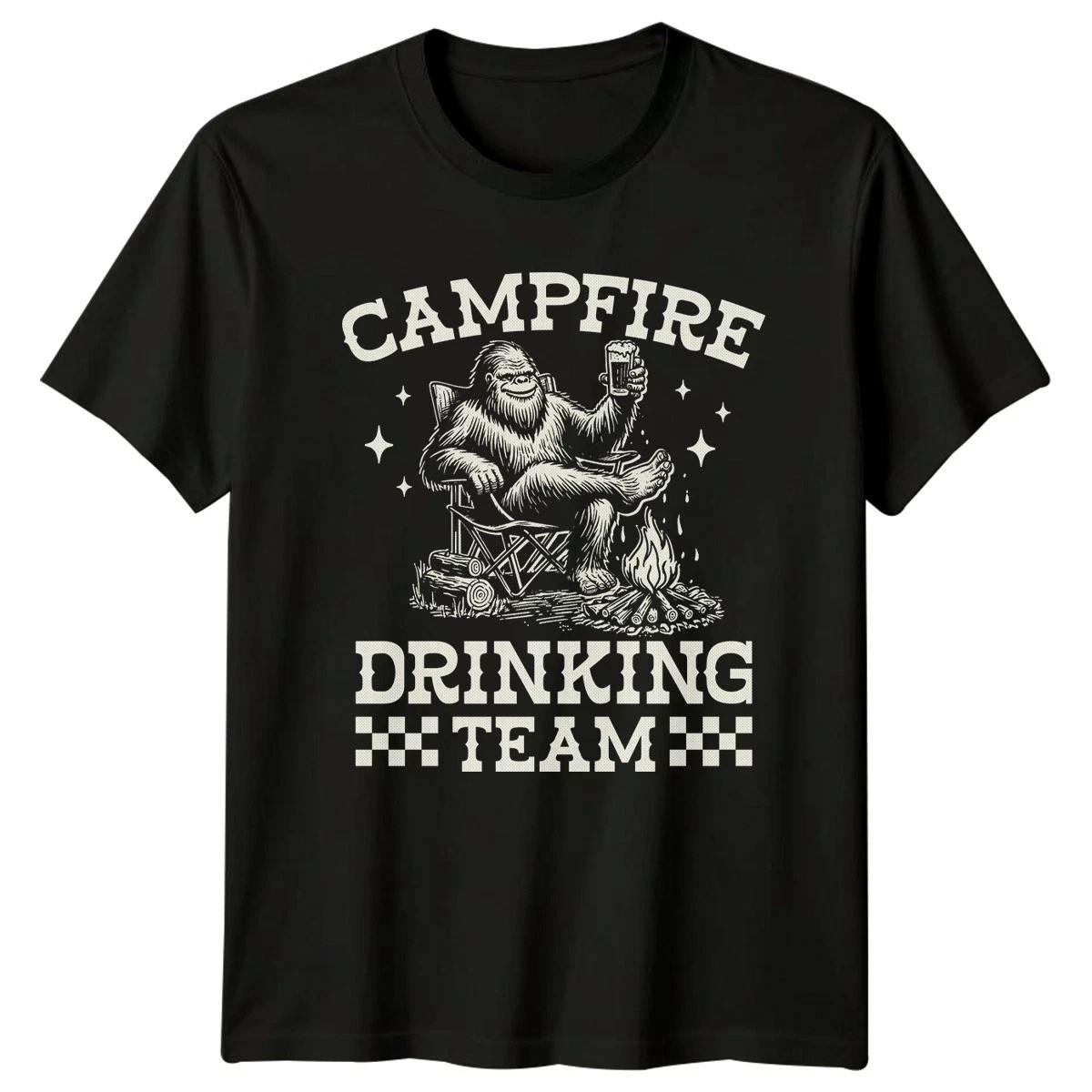 Campfire Drinking Team T-Shirt Bigfoot Camping Fathers Day Gift For Him And Her S