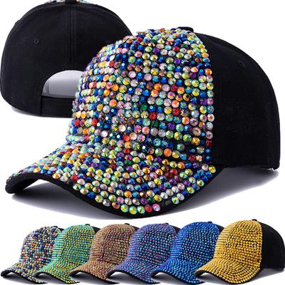 Women's Diamond Inlay Adjustable Baseball Cap Casual Plain Fashion Streetwear Outdoor Hat Simple Design Hot Sale