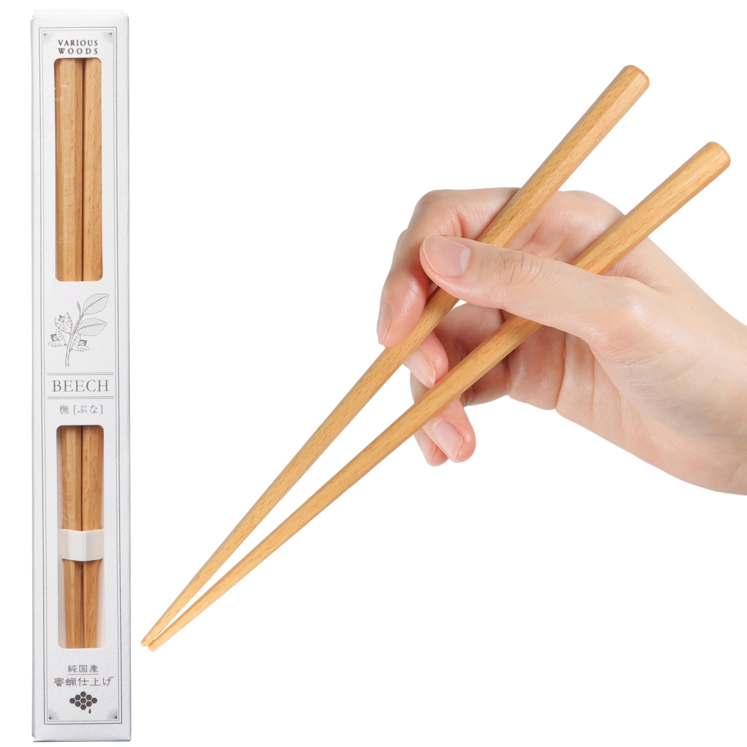 

FlaColle Beeswax Finish 23cm Natural Wood Octagonal Made in Japan Gift [Natural Chopsticks] Chopsticks, Thick, Stylish, [Nostalgic Warmth] (Beech)