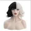 Wig female cosplay short wavy wig with curly hair, black and white