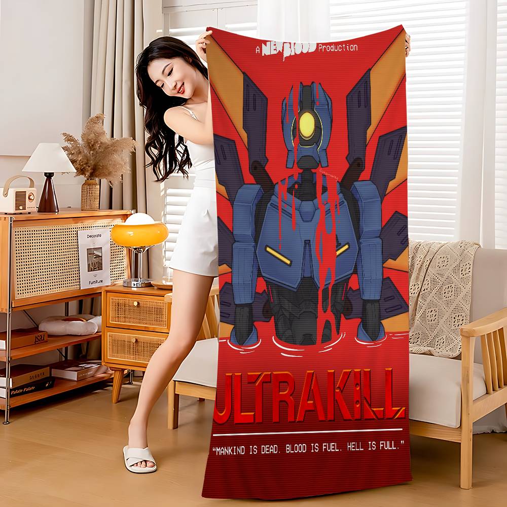 Anime Game U_ULTRAKILLs Microfiber Printed Beach Towel Mountain Climbing Yoga Beach Swimming Running Absorbent Soft Towel