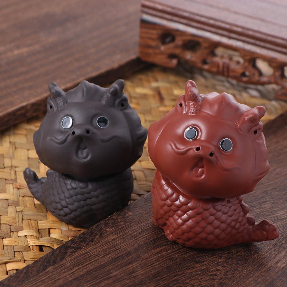 Dragon Purple Clay Tea Pet Cute Mascot Figurines God Beast Table Decoration Tea Play Tea Ceremony Desktops Animal Ornament
