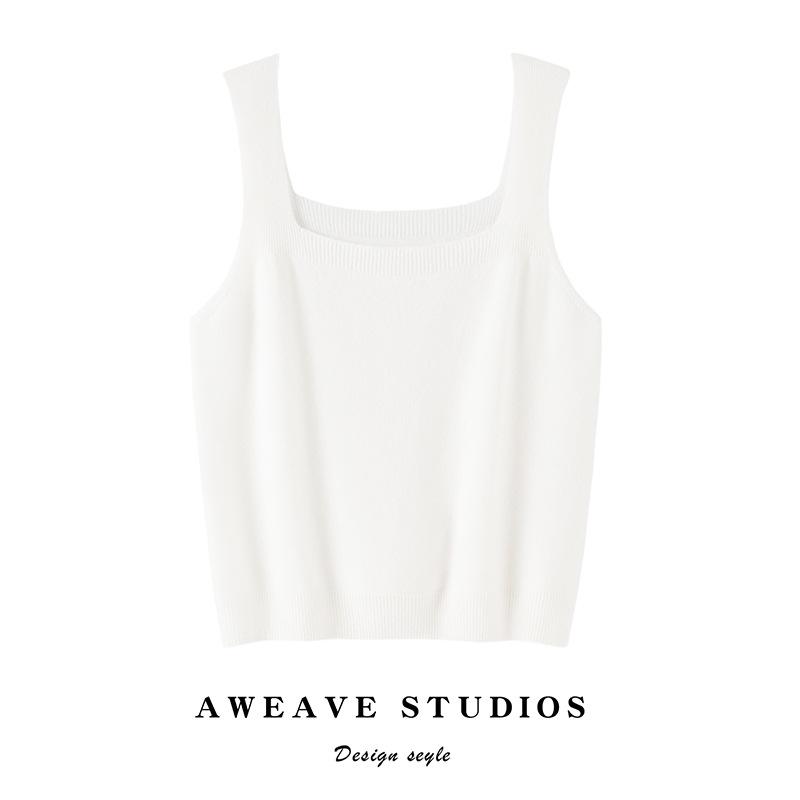 Lekasha Women's 100% Pure Cashmere Square Neck Sleeveless Camisole