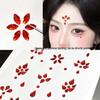 Diadema Rosso con Strass sulla Fronte e Adesivi Decorativi per il Viso in Stile Antico per il Trucco Hanfu