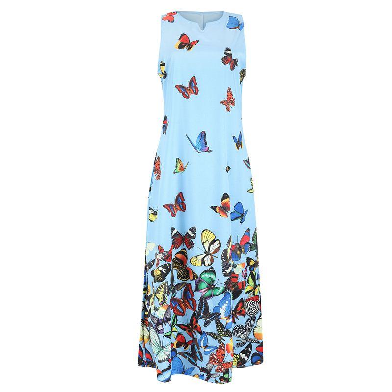 Elegant Women Sleeveless Bohemia Long Maxi Dress For Summer Beach Parties In Plus Sizes