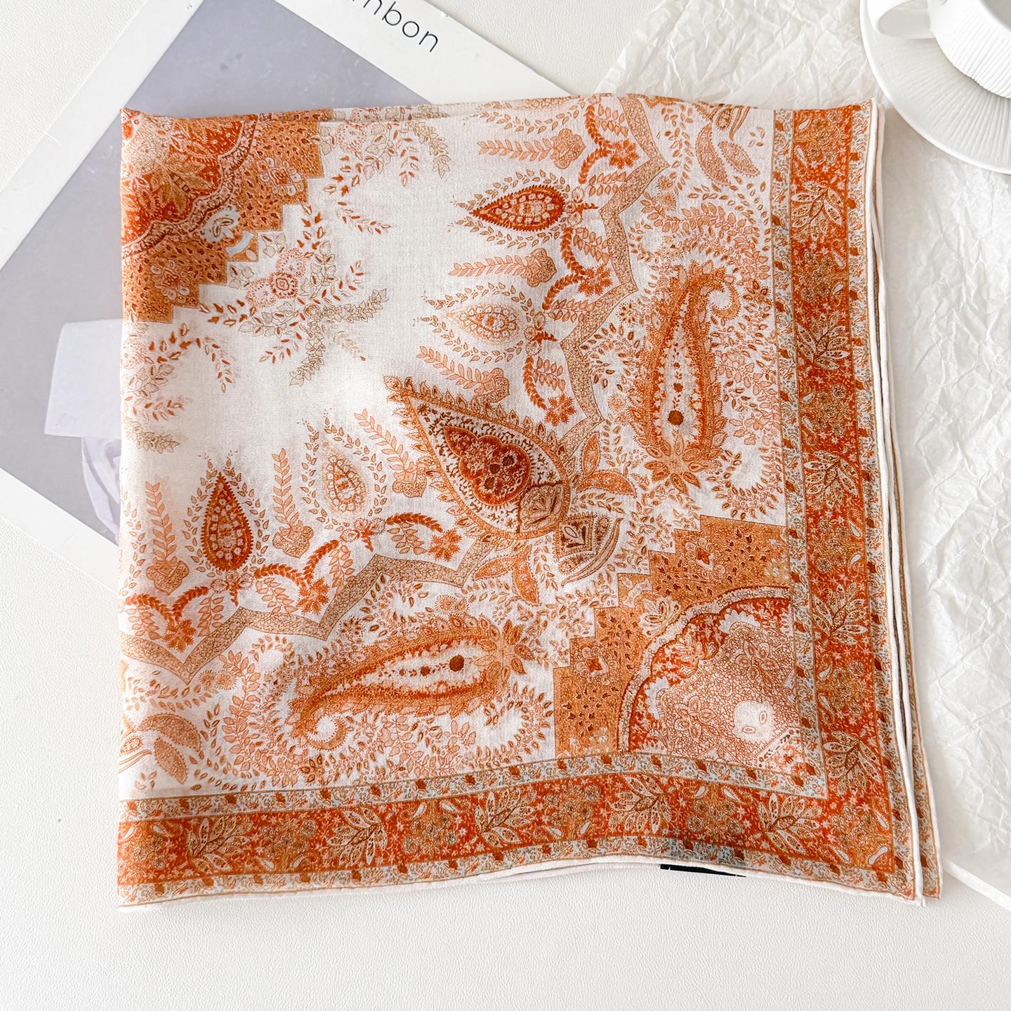 Silk Georgette Square Scarf Spring Summer Fashion Versatile Neck Scarf 6666cm оранжевый