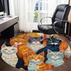1PC Cat Family Office Round Area Rug, Indoor Mat Suitable ForOffice, Under Office Chairs Bedroom Living Room Home Decor, Room Deco f003