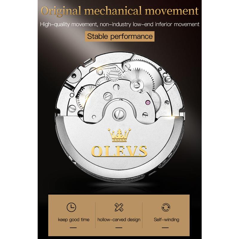 OLEVS 6607 Cu Cutie Cadou Ceas Contor mecanic Multifunctional Ceas barbatesc cu cadran mare