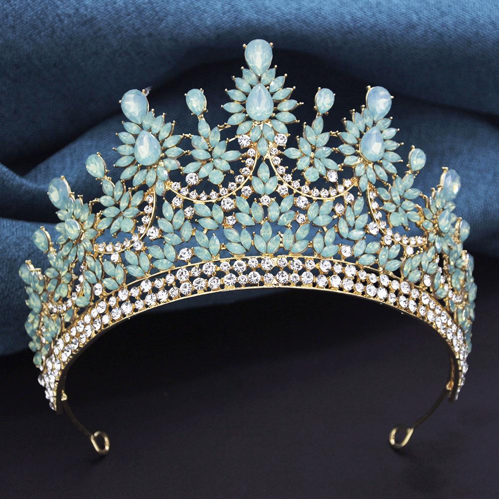 Luxury Rose Red Crystal Tiaras and Crowns for Bride Wedding Crown Headdress Princess Queen Birthday Prom Hair Jewelry Pageant