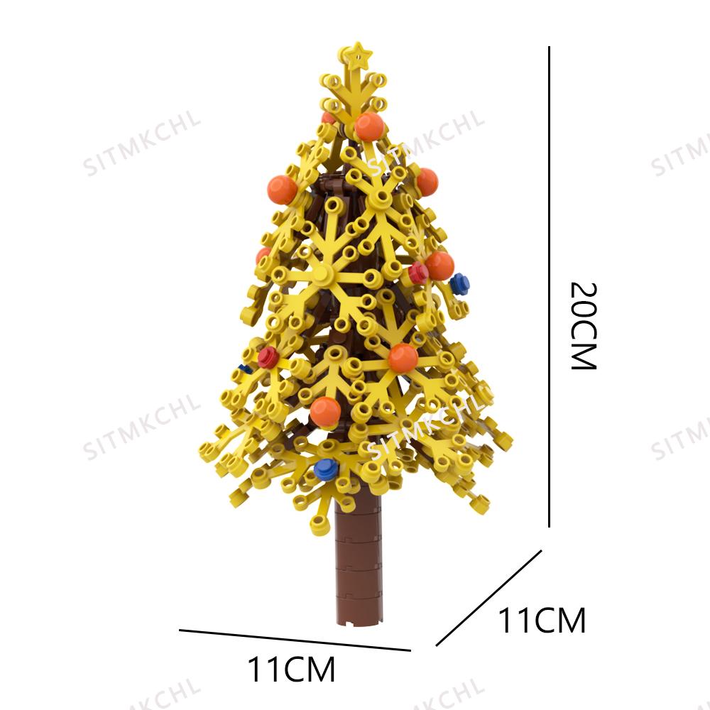 DIY Pine Tree Model Kit - Snowy Christmas Tree Street Forest Compatible with Building Blocks & Assemble Particles