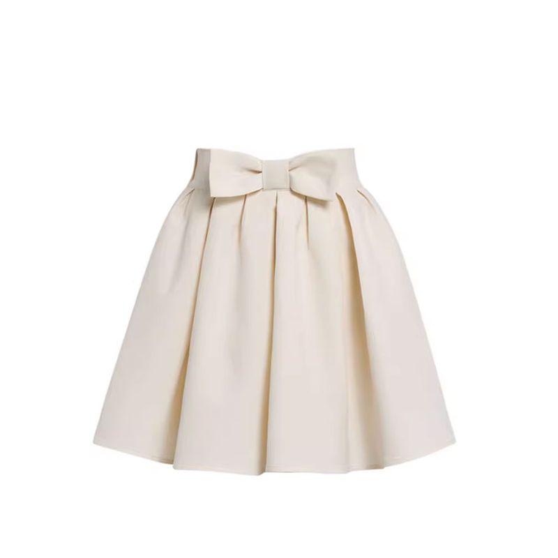 

Oajer Oujier Women s Clothing Store Flagship Ou Same Style One Yuan Bows Skirt Female Summer Easiest for Match Princess Dress Milky White L