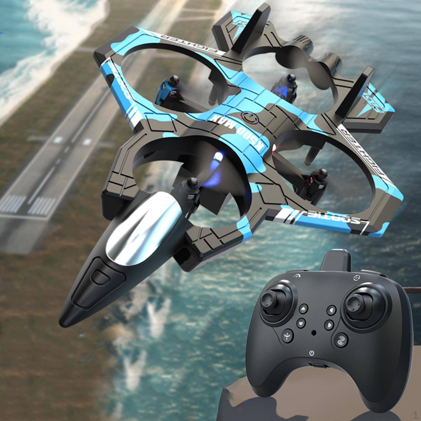 

RC Plane 360° Flip Fighter Toy Hobby Glider Remote Control Airplane for Party синій