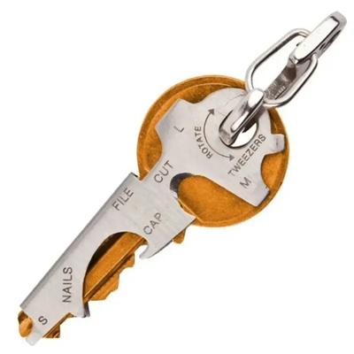 1 buc EDC 8 în 1 din oțel inoxidabil, breloc multifuncțional, pandantiv, deschizător de sticle, șurubelniță, instrument de supraviețuire în aer liber pentru camping