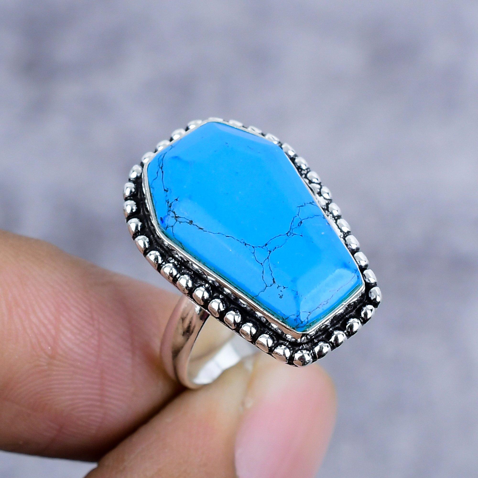 

Santa Rosa Turquoise Gemstone 925 Sterling Silver Jewelry Ring Size 8 M-2613